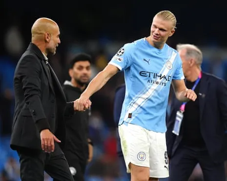 Erling Haaland Joins Elite Champions League 50-Goal Group, Hailed by Guardiola as CR7 and Lionel Messi's Equal